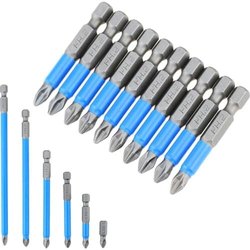 10Pcs Magnetic PH2 Anti Slip Screwdriver Cross Bits 25/50/70/90/127/150mm for Power Screwdriver Drill Impact Driver Tool