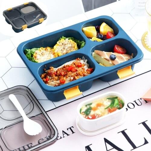 Microwave Lunch Box Leak-Proof With Compartments Lunch Box For Kids Canteen Plate Food Container Bento Box With Spoon