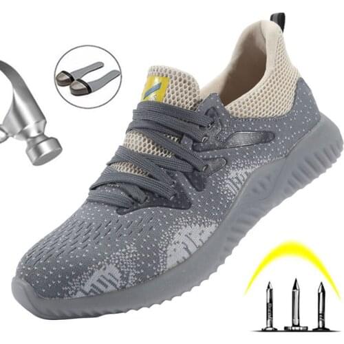 Lightweight Tendon Bottom Work Shoes Mens Summer Breathable Steel Toe Cap Smash-Proof And Stab-Resistant Safety Work Boots