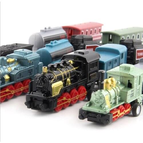 Alloy Die-casting Toy Car Vehicle Retro Steam Train Pull Back Train Model Toy Vehicles Childrens Toy Set For Boys Gifts