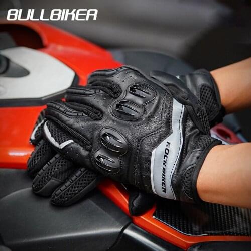 Motorcycle Leather Breathable Cycling Glove Motorbike Touch Screen Riding Short Full Finger ATV Rider Gloves Protective Gear