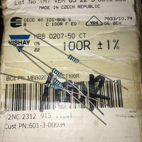 100% New and original 100R 0207 fever resistance 0.25w volume Max 0.5w power paper tape broken