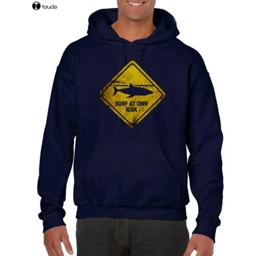 Novelty Cool Tops Men Shark Warning Sign White Hai Surfer Surfer Diver Taucher Strand Hoodies Sweatshirt