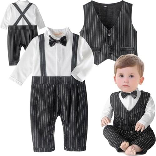 Baby Boys Clothes Newborn Months Tuxedo Rompers Handsome Gentleman Roupas De Bebe Clothing England Vest Boties Infantil 3-24M