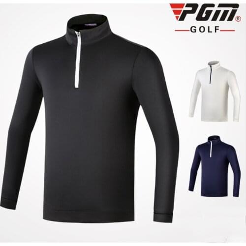 Pgm Golf Long Sleeved Tops Pullover For Boy T-Shirt Childrens Boys Breathable Zipper Neck High Elastic Clothing