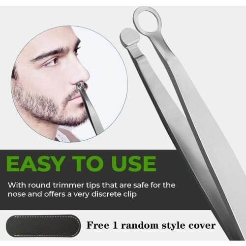 Nose Hair Trimming Tweezers Nose Trimmer for Men Stainless Steel Manual for Nose Razor Shaver Washable with Protective cover