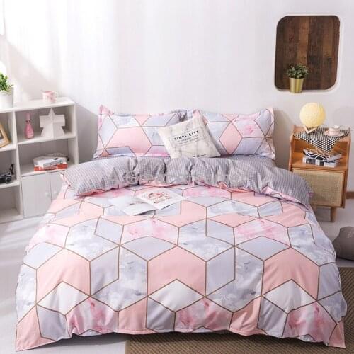 Simple Nordic Bedding Sets Plant Leaf Floral Plaid Stripe Duvet Cover Pillowcase Color Quilt Cover Set Bed Sheet Queen Size