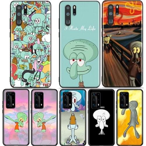 Cartoon Squidward Tentacles Silicone Cover For Huawei P40 P30 P20 P10 P9 P8 Pro Plus Lite E Mini 2019 2017 Phone Case