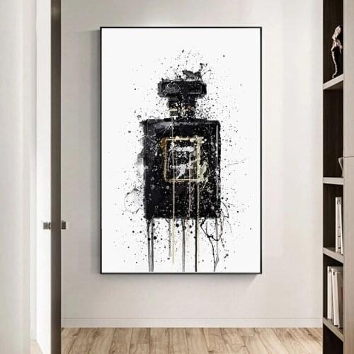 Modern Abstract Art Black Perfume Bottle Canvas Paintings Posters and Prints Cuadros Wall Art Picture for Living Room Home Decor