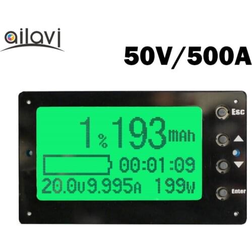 TF03 Large Screen Battery Capacity Tester Voltage Current Display Coulometer Coulomb Counter RV Dedicated 50V 500A