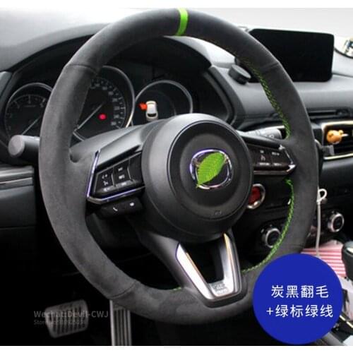 Suede leather Auto parts accessories For Mazda 6 CX4 Atenza Axela CX-30 CX5 CX8 CX-30 Steering wheel cover hand-stitch hand grip