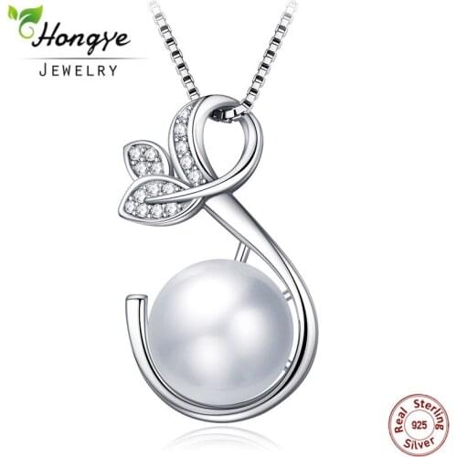 Hongye High Quality Leaves Pendant Bijoux 2020 Natural Freshwater Pearls 925 Sterling Silver Necklace For Women Charm Jewelry