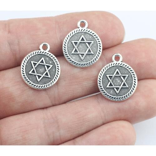 15Pcs 15*18mm Antique Silver Plated Steampunk Star Round Charms Necklace Earrings Alloy Pendant For DIY Jewelry Handcraft Gifts
