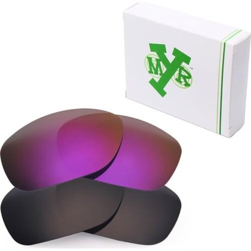 2 Pairs Mryok POLARIZED Replacement Lenses for Oakley Pit Bull Sunglasses Stealth Black & Plasma Purple