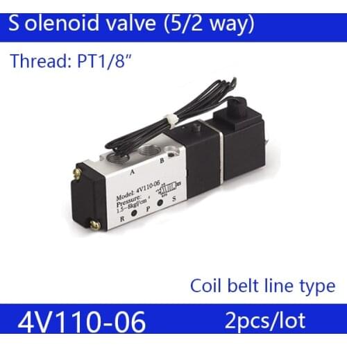 2pcs free Shipping 2 Position 5 Port Air Solenoid Valves 4V110-06 Pneumatic Control Valve ,Coil belt line type,DC12V 24V AC220V