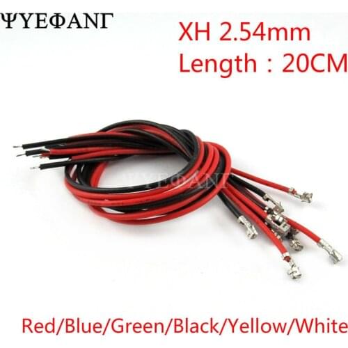 20pcs/lot XH2.54 Single Tin Header 200mm Terminal wire Connector wire 24AWG Red/Blue/Green/Yellow/Black/White