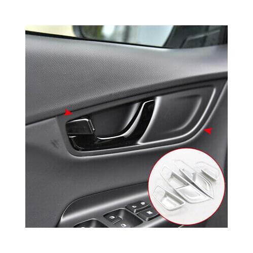 ABS Matte Inner Side Door Handle Bowl Cover Trim 4pcs For Hyundai Kona 2017-2020