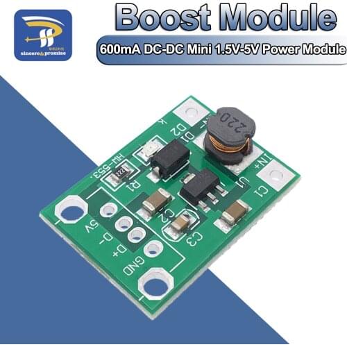 2Pcs 600mA DC-DC Mini Step Up Power Module 1-5V To 5V Boost Converter For Arduino
