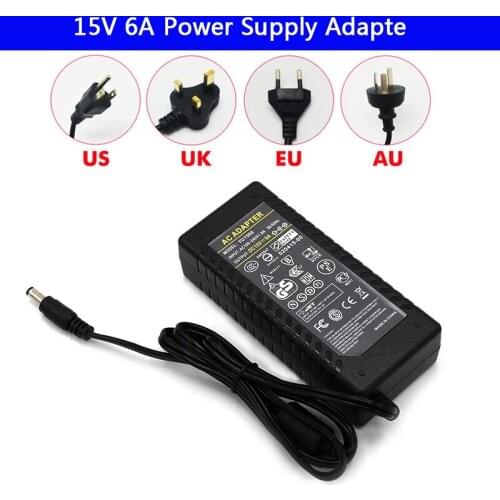 LED strip light Power Supply Adapter AC 100-240V to DC 15V 6A Charger Transformer 220V 15V 90W Converter with power cord Driver
