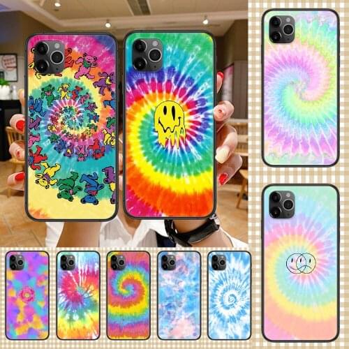 Art Tie Dye Pattern Batik Phone Case Cover Hull For iphone 5 5s se 2 6 6s 7 8 12 mini plus X XS XR 11 PRO MAX black pretty Etui