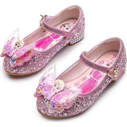 Disney Genuine Frozen Elsa Princess Girls Sandals Fashion Baby Summer Cute Cartoon Crystal Shoes kids school dance