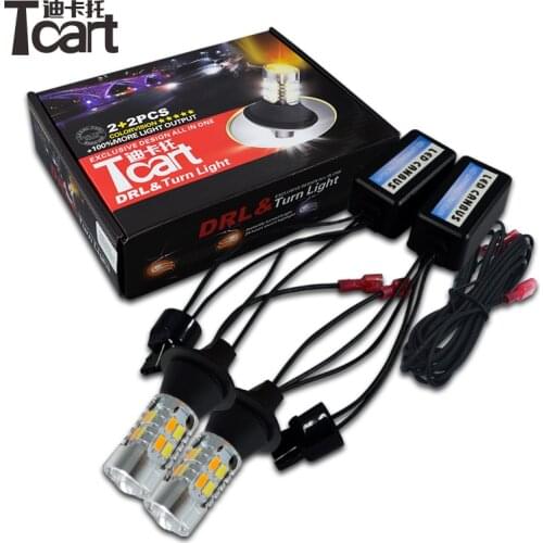 Tcart 1Set Car DRL Daytime Running Lights Turn Signals Auto Led Bulbs White+Golden Lamps WY21W 7440 For Infiniti FX37 FX 50 2011