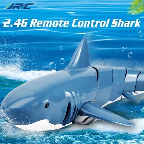 Hot RC Simulation Shark Toys 2.4G 4CH Waterproof Electric Remote Control Shark Boat Swimming Pool Bathroom Children Toys Gift