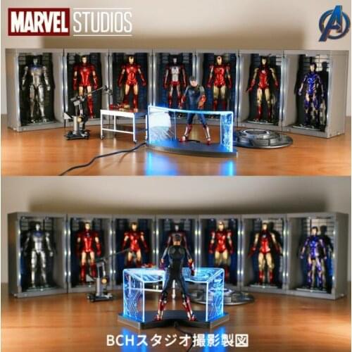 ZD Genuine Marvel Avengers IRonman Mk2 Mk3 Mk4 Mk5 Mk6 MK7 Garage with LED Articulated Figure Toys 7 inch for Children Gift