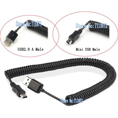 Car use Mp3 Mp4 Cable Helical spring telescopic Mini USB line 5P T interface charging data transfer Car 5P Mini USB Cable