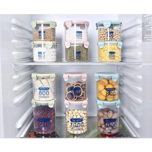 Food-Grade Storage Containers Kitchen Plastic Airtight Canisters Leak-Proof Locking Lid Containers With Measuring Scale