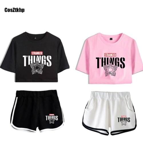 Stranger Things Costume T shirt Nancy Wheeler Running T-shirt Shorts Stranger Things Suit Clothes Women Girls Sport Shorts Sets