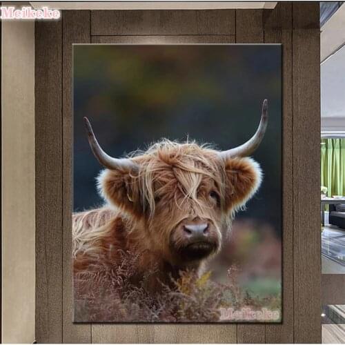 Full square round diamond 5D DIY diamond painting crystal animal 3D cow picture embroidery cross stitch mosaic home decoration