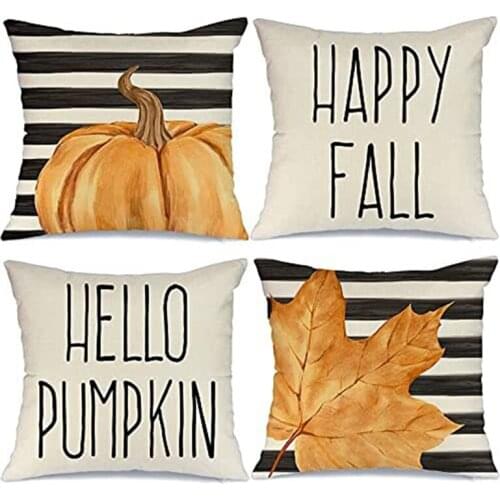 Fall Decor Pillow Covers 18X18 Set of 4 Outdoor Fall Pillows Decorative Throw Pillows Farmhouse Cushion Covers for Couch