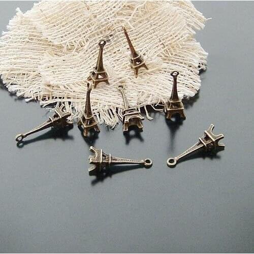 Wholesale 20pcs DIY Zakka Eiffel Tower Metal Antique Bronze Charms DIY Jewelry Pendant Accessories ZN-82