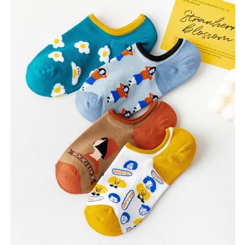 Wholesale Womens Cartoon Invisible Boat Socks Shallow Tops Womens Socks Cotton Socks