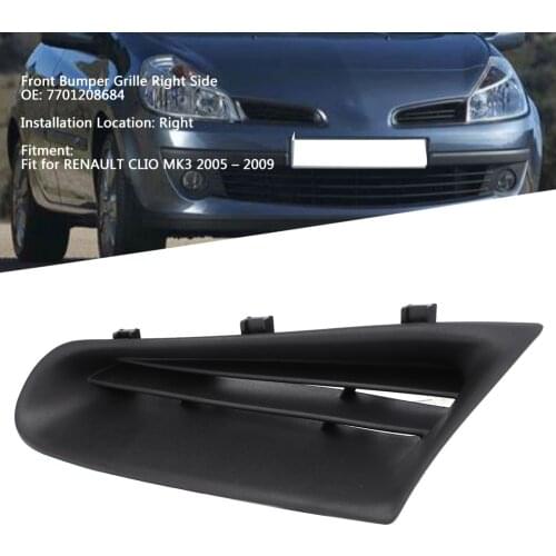 Front Left Front Bumper Grill Fit For Renault Clio MK3 2005–2009​ 7701208684 ABS Front Left Front Bumper Grill Car Accessories