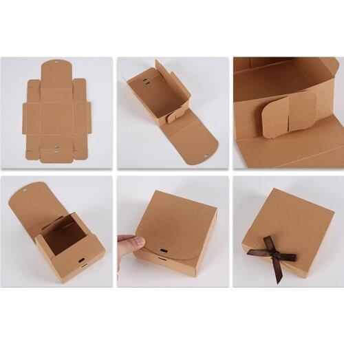 Clamshell Kraft Cardboard West Point Gift Box Bowknot M L XL Box white black brown 200 pcs of each color