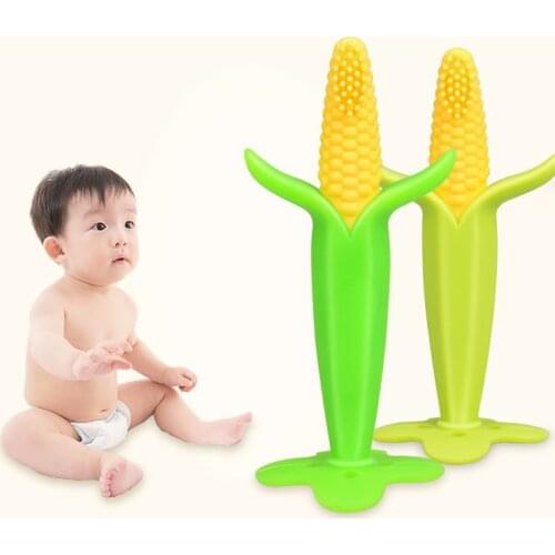 New Safe Banana Corn Baby Teether Newborn Baby Teething Infant Chew Toys Silicone Toothbrush Babies Dental Care Gifts