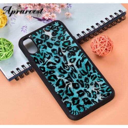 Aprarvest Light Blue Leopard Silicone Rubber Phone Case Cover For iPhone 6 6S 7 8 PLUS X XS XR 11 12 MINI PRO MAX