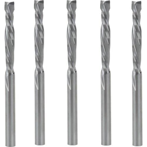 5PCS 3.175x22mm UP & DOWN Cut Two Flutes Spiral Carbide Mill Tool Cutters for CNC Router, Compression Wood End Mill Cutter Bits