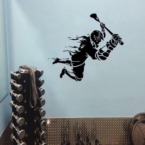 Sport Lacrosse Player Wall Stickers Playing Team Game Vinyl Decals Living Room Decoration Removable Mural CX249