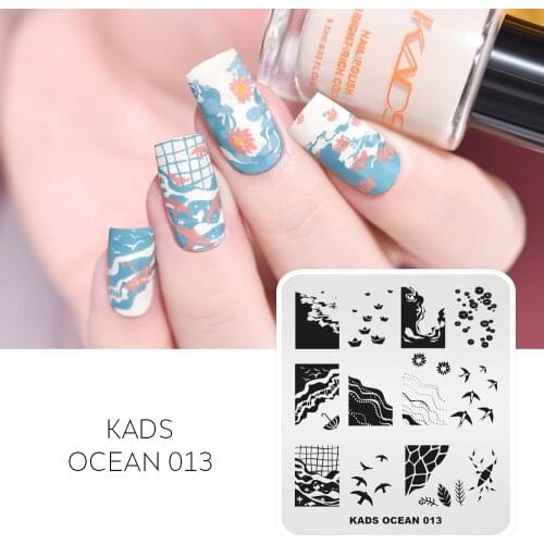 KADS Nail Stamping Plates Ocean 013 Nail Art Plate Stamp Templates Stainless Steel Ocean Beach Boat Nail Art Stencil Manicure