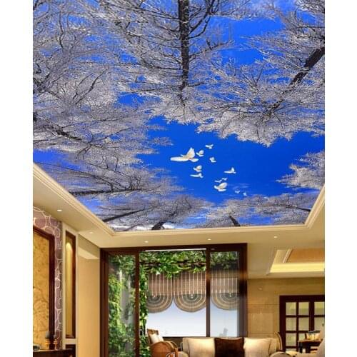 Home Decoration Blue Sky Tree pigeons Wallpapers for living room ceiling Mural papel 3d wallpaper mural ceiling