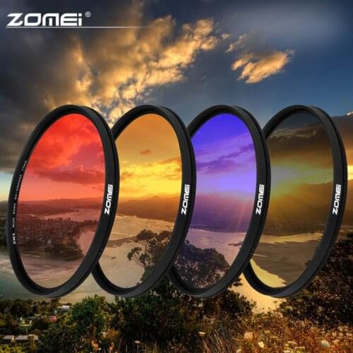Zomei 49/52/55/58/62/67/72/77/82mm Ultra Slim Graduated Color Filter Gradient Neutral Density Gray/Red/Orange/Blue Lens Filter