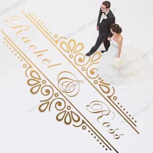 Large Bride Groom Personalized Name Wedding Dance Floor Party Vinyl Wall Sticker Wedding Monogram Custom Name Decal rb472