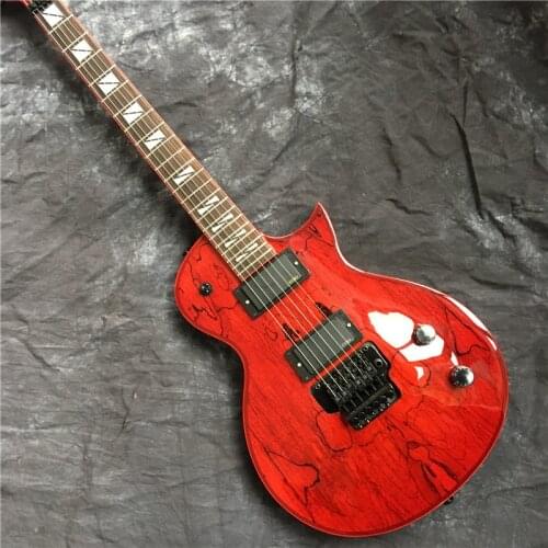 High quality red electric guitar factory mahogany solid wood body and neck guitar