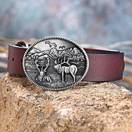 Western cowboy leather belt Texas deer for mens and women belts 1.5