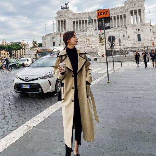 Korean Trendy Woolen Coat 2020 Winter New Womens Retro Lazy Wind Edging Waist Thickening Warm High Quality Coat Female N6