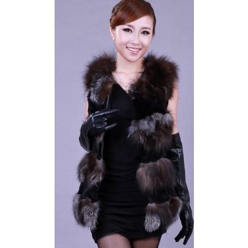 New real genuine natural fox Fur with rabbit fur vest Womens Winter Warm Jacket gilet custom any size Free shipping