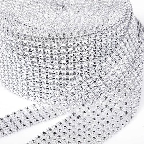 1 Yard 24 Rows Acrylic Rhinestone Diamond Ribbon for Wedding Birthday Decorations Arts Rhinestones Crafts DIY Crystal Tulle